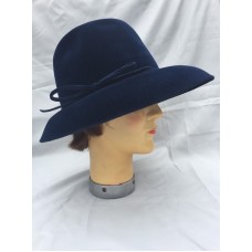VTG Borsalino Alessandria Made In Italia Mujers Blue Felt Fedora Derby Hat Sz 22  eb-48804729